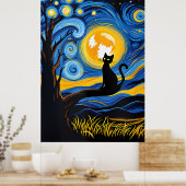 van Gogh Cat Art ポスター (キッチン)