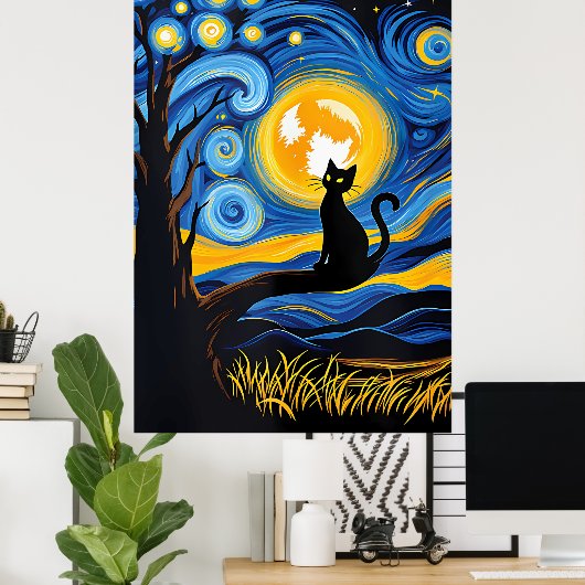 van Gogh Cat Art ポスター (ホームオフィス)
