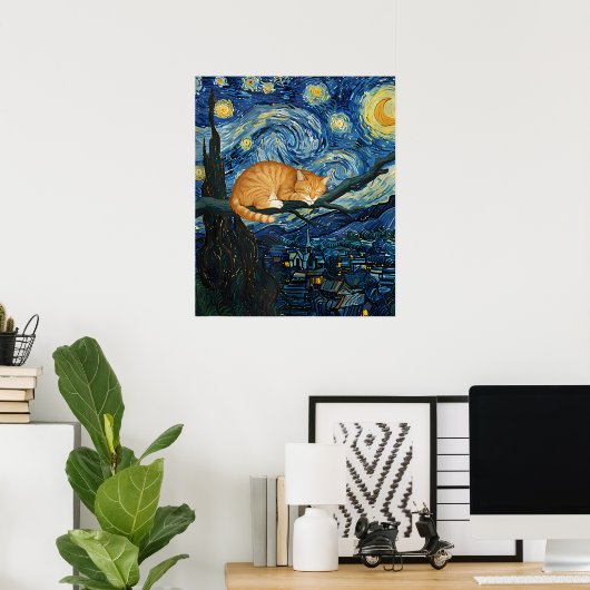 van Gogh Cat Art ポスター (ホームオフィス)