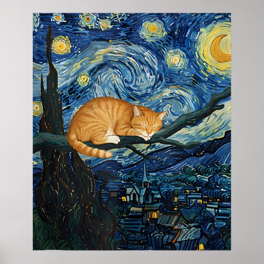 van Gogh Cat Art ポスター (正面)