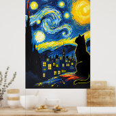 van Gogh Cat Art ポスター (キッチン)