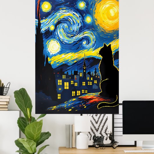 van Gogh Cat Art ポスター (ホームオフィス)