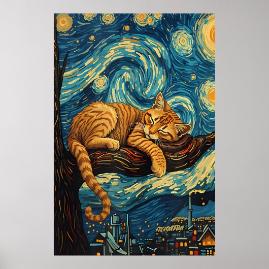 van Gogh Cat Art ポスター (正面)