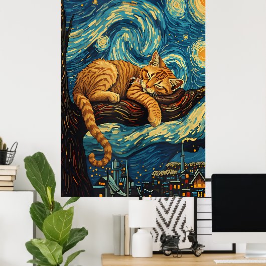 van Gogh Cat Art ポスター (ホームオフィス)