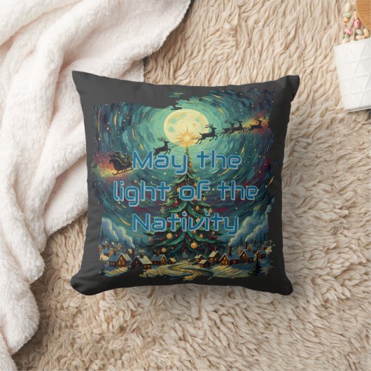 Van Gogh Christmas Starry Night Throw Pillow クッション (ブランケット)