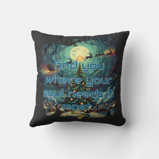 Van Gogh Christmas Starry Night Throw Pillow クッション (裏面)