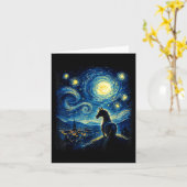 Van Gogh Cowgirl Horse Starry Funny Night Horses L カード (黄色い花)