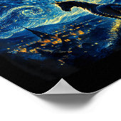 Van Gogh Cowgirl Horse Starry Funny Night Horses L ポスター (角)