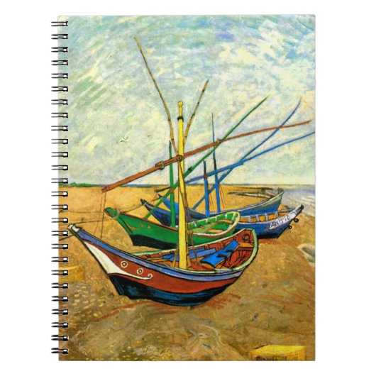 Van Gogh Fishing Boats on Beach at Saintes Maries ノートブック (正面)
