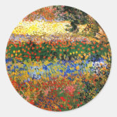 Van Gogh - Flower Garden, fine art painting, ラウンドシール (正面)