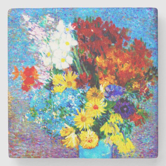 Van Gogh Flowers in a Blue Vase ストーンコースター (正面)