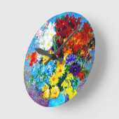Van Gogh Flowers in a Blue Vase ラウンド壁時計 (傾斜)