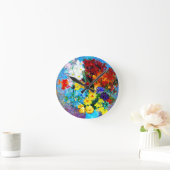 Van Gogh Flowers in a Blue Vase ラウンド壁時計 (ホーム)