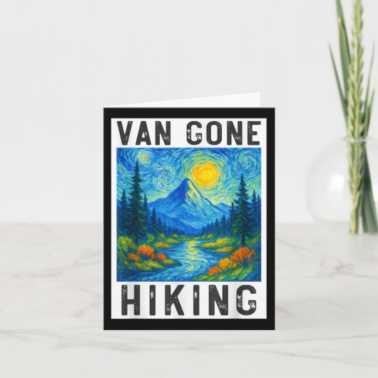 Van Gogh Hiking, Camping Mountains Nature, Funny H カード (正面)