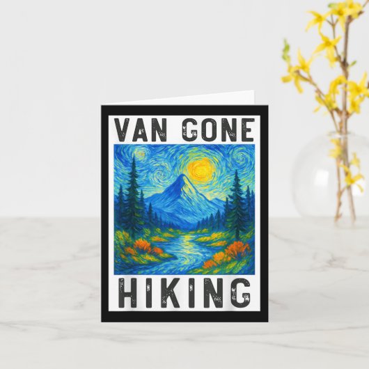 Van Gogh Hiking, Camping Mountains Nature, Funny H カード (黄色い花)