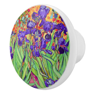 Van Gogh Irises at St. Remy, Teal セラミックノブ