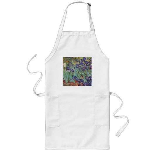 Van Gogh Irises Impressionist Painting ロングエプロン (正面)