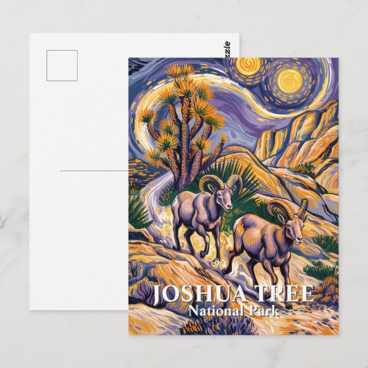 Van Gogh Joshua Tree Wildlife Sheep & Custom Text ポストカード (正面/裏面)