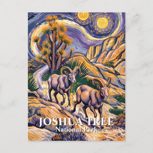 Van Gogh Joshua Tree Wildlife Sheep & Custom Text ポストカード (正面)
