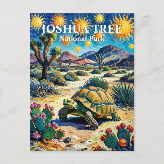 Van Gogh Joshua Tree Wildlife Tortoise Colorful ポストカード (正面)