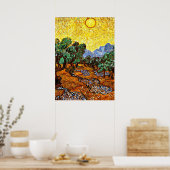 Van Gogh - Olive Trees with Yellow Sky and Sun ポスター (キッチン)