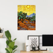 Van Gogh - Olive Trees with Yellow Sky and Sun ポスター (ホームオフィス)