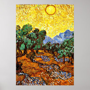 Van Gogh - Olive Trees with Yellow Sky and Sun ポスター