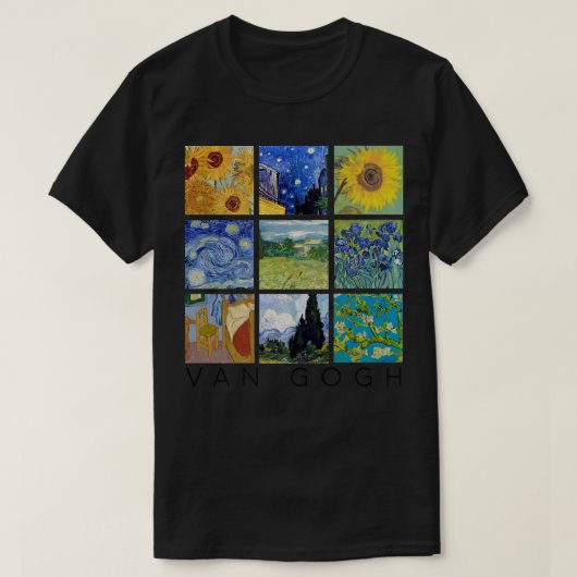 Van Gogh Painting Collage with Starry Night and Su Tシャツ (デザイン正面)