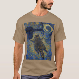 Van Gogh Raccoon Drunk Passes Out in Bathroom Meme Tシャツ