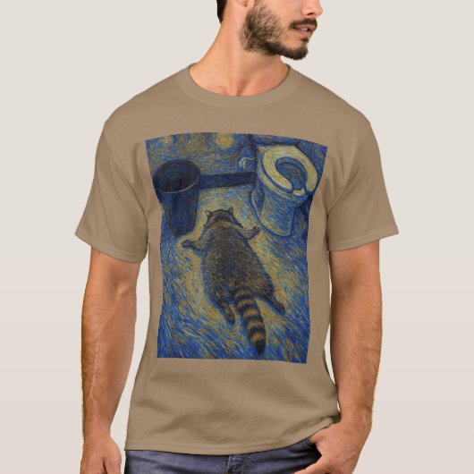 Van Gogh Raccoon Drunk Passes Out in Bathroom Meme Tシャツ (正面)