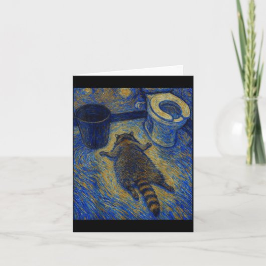 Van Gogh Raccoon Drunk Pes Out In Bathroom Meme  カード (正面)