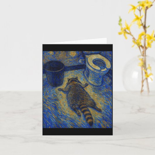Van Gogh Raccoon Drunk Pes Out In Bathroom Meme  カード (黄色い花)