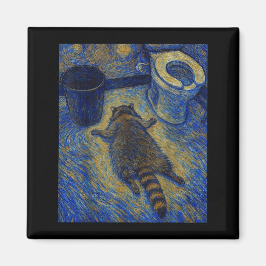 Van Gogh Raccoon Drunk Pes Out In Bathroom Meme  マグネット (正面)