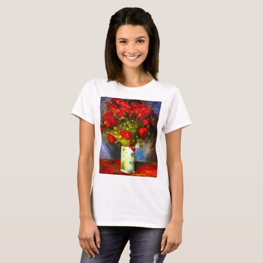 Van Gogh Red Poppies Tシャツ (正面フル)