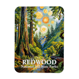 Van Gogh Redwood National Park Hiking Trail Modern マグネット