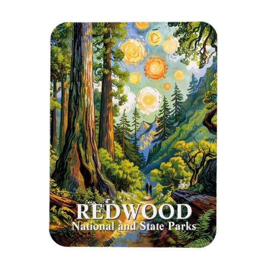 Van Gogh Redwood National Park Hiking Trail Modern マグネット (縦)