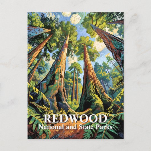 Van Gogh Redwoods Park California Poster Style ポストカード (正面)