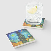 Van Gogh Road with Cypress and Star ストーンコースター (横)