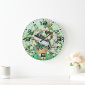 Van Gogh Roses Wall Clock – Mint Elegance ラージ壁時計 (ホーム)