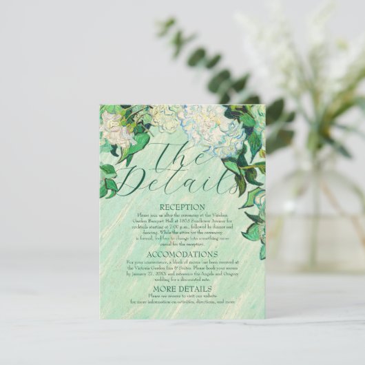 Van Gogh Roses Wedding Details Card 招待状 (スタンド正面)
