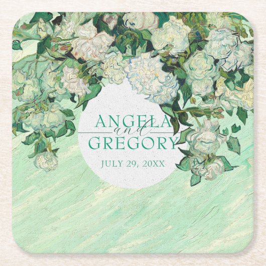 Van Gogh Roses Wedding Paper Coaster スクエアペーパーコースター (正面)