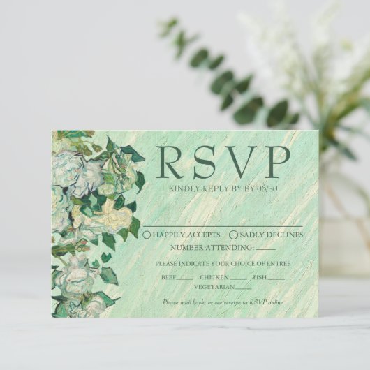 Van Gogh Roses Wedding Response Card 出欠カード (スタンド正面)