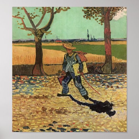 Van Gogh - Self portrait on the Road to Tarascon ポスター (正面)