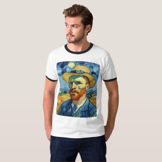 Van Gogh "Self-Portrait with a Straw Hat" T-shirt Tシャツ (正面フル)