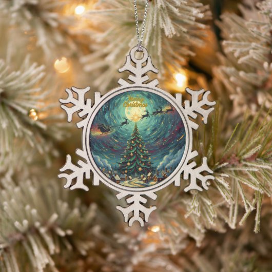 Van Gogh Snowflake Christmas Ornament Pewter スノーフレークピューターオーナメント (ツリー)