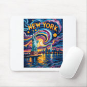 Van Gogh Starry Night Art New York Liberty Skyline マウスパッド (マウス)