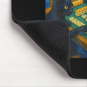 Van gogh starry night cat playing mahjong chinese マウスパッド (コーナー)