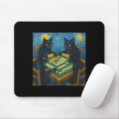 Van gogh starry night cat playing mahjong chinese マウスパッド (マウス)
