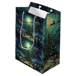 Van Gogh 'Starry Night' Christmas Gift Bag  ミディアムペーパーバッグ