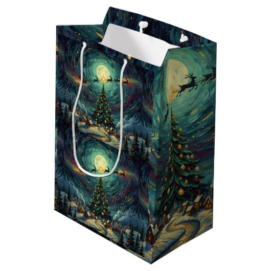 Van Gogh 'Starry Night' Christmas Gift Bag  ミディアムペーパーバッグ (裏面アングル)